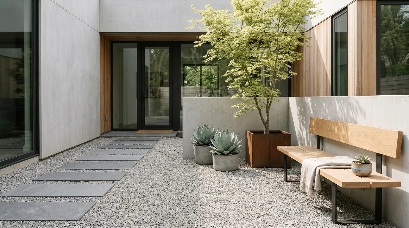 Courtyard With Focal Pot or Tree